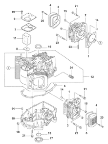 Cylinder And Crankcase Diagram and Parts List for Z-FORCE15 53AA5D2L100 Cub Cadet Lawn Tractor
